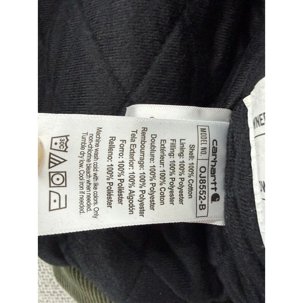 Carhartt Hooded Canvas Jacket Kids 12M Olive Green Quilted Lining